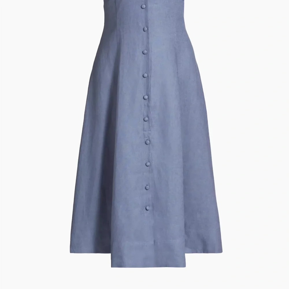 Reformation Sebastien linen midi dress in cornflower - size 8 - Picture 8 of 11